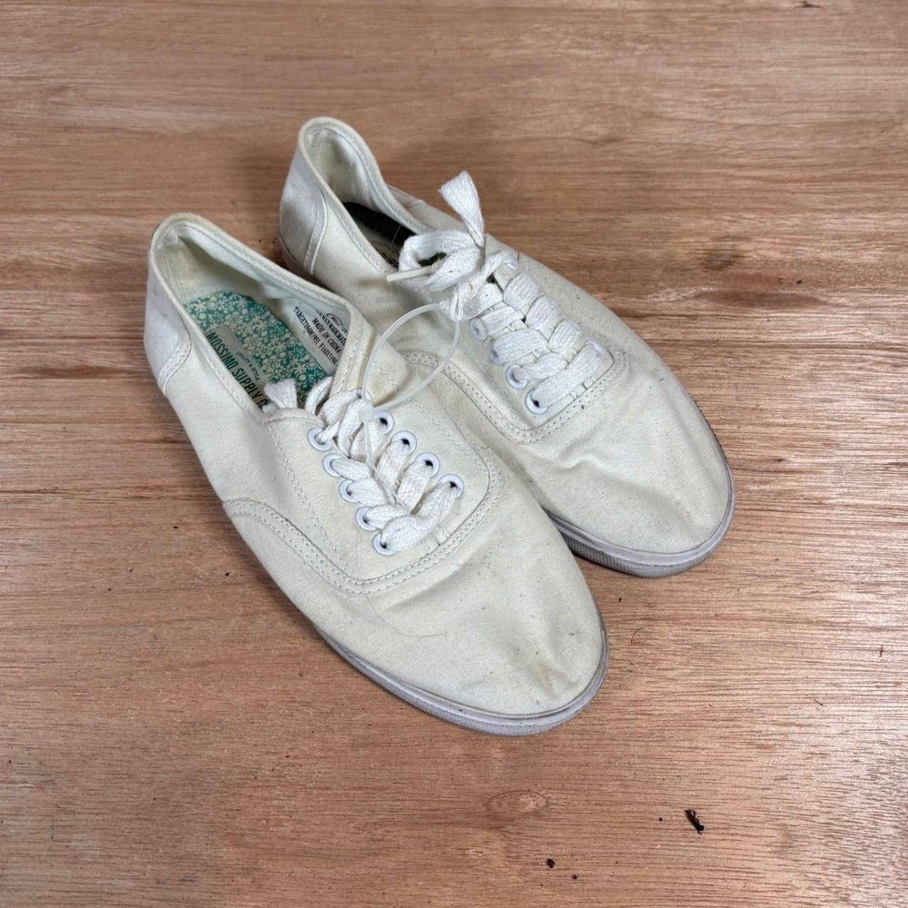 Mossimo Supply Co Womens Off White Canvas Low Top Sneakers Size 6 Lace Up Shoes